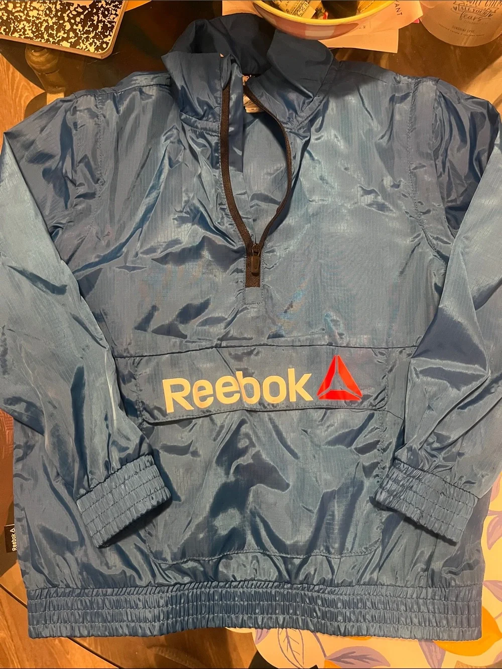 Reebok Blue Pullover Windbreaker with Red Logo